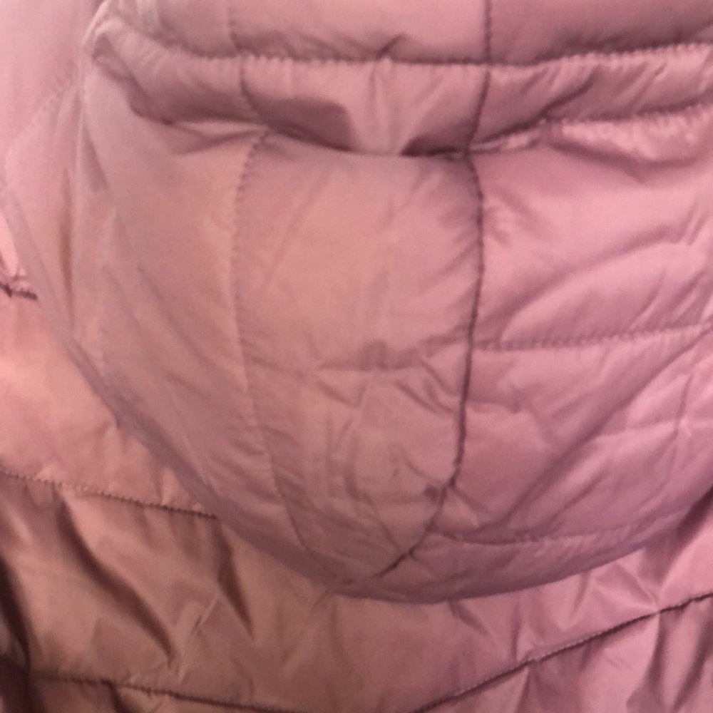 Pink and Gray Puffer Jacket with Hood - Picture 8 of 8